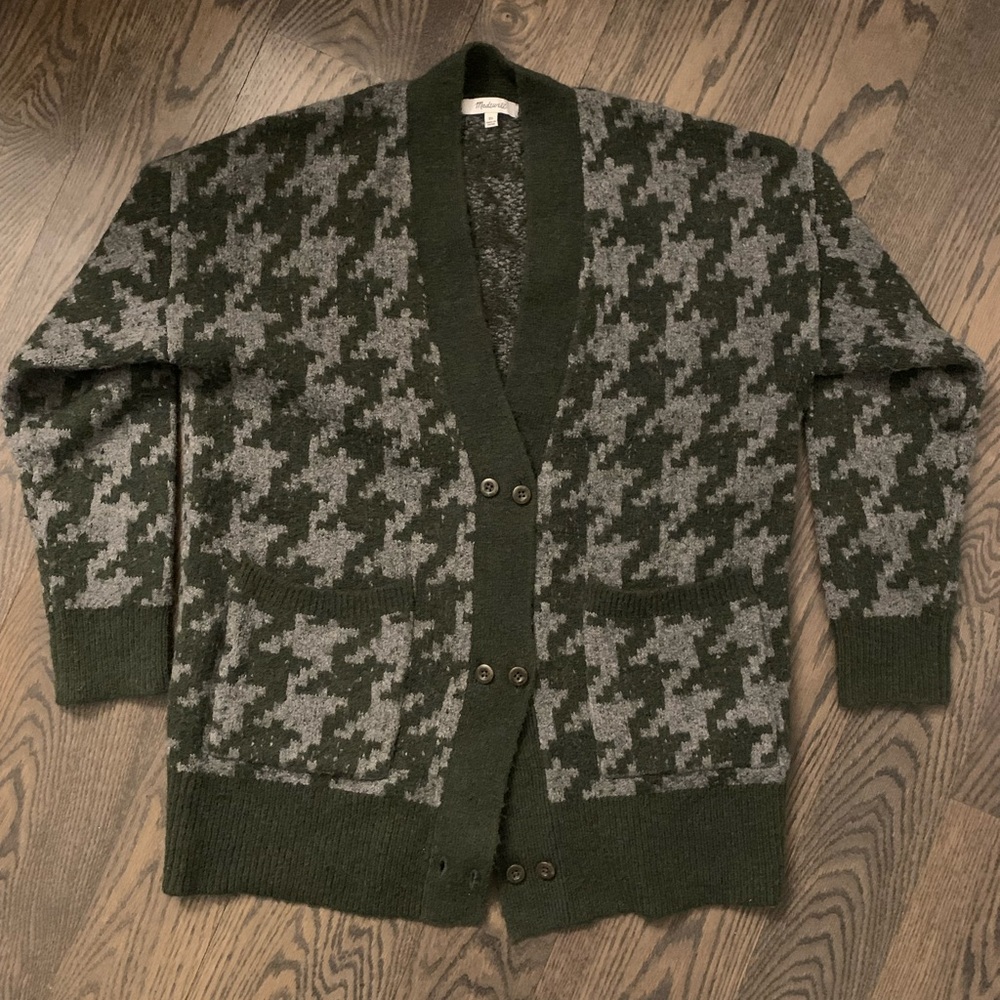 Madewell houndstooth cardigan.